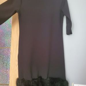 Black dress faux fur trim